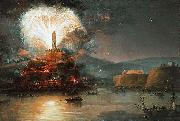 Jan Bogumil Plersch Fireworks in honor of Catherine II in 1787. oil painting